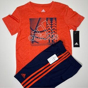 NEW Boys Adidas Basketball Graphic 2-Piece Set: Short Sleeve Tee & Shorts Size 5